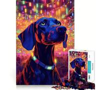 Puzzle de 1000 pièces Chien de la Vie Nocturne pour Adolescents, Puzzle Stimulant la mémoire et Anti-Stress, découpe Lisse, Cadeau Artistique (38x26cm)