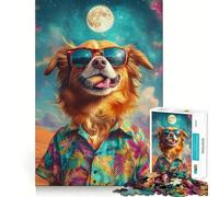 Puzzle de 1000 pièces Chien détendu dans l'espace Pièces nettes et découpées Jeu de réflexion Moment de Calme et de Divertissement Pièce Artistique de Noël (38x52cm)