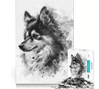 Puzzle de 1000 pièces Chien Esquimau Américain Jeu de mémoire Amusant Surface Lisse sans bavures Défi divertissant pour Les Loisirs (38x26cm)