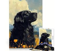 Puzzle de 1000 pièces Chien Noir dans Une Prairie de montagnepour Adolescents, idéal pour développer la mémoire Cognitive, se détendre et Passer Un Joyeux Noël (38x52cm)