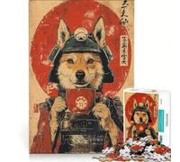 Puzzle de 1000 pièces Chien samouraï avec thé Jouet éducatif Course de Vitesse Manuelle avec des pièces de Formes aléatoires entièrement emboîtables 38x52cm