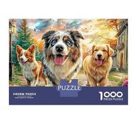 Puzzle de 1000 pièces « Chiens en Pleine Course », encadrable et sans poussière, en Carton recyclé, pour Adultes. Activité Calme et conviviale en Groupe. 38 x 26 cm / 1000 pièces