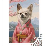 Puzzle de 1000 pièces Chihuahua Geisha Puzzle carré créatif en Bois pour Adultes Cadeau de Noël 1000 pièces (75x50cm)