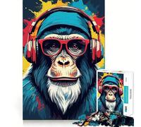 Puzzle de 1000 pièces Chimpanzé de Jeu vidéo Aquarelle pour Adultes,Jeu de réflexion,découpe Laser pour Un Assemblage Parfait,activité enrichissante pour Les Jours de Pluie (38x52cm)