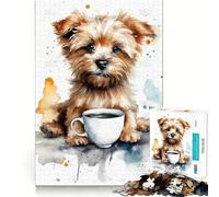 Puzzle de 1000 pièces Chiot à l'heure du café pour Adolescents Un Cadeau Artistique, idéal pour stimuler la mémoire et Lutter Contre Le Stress grâce à Ses découpes nettes (50x75cm)