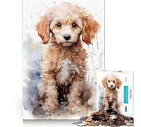 Puzzle de 1000 pièces Chiot Caniche Aquarelle pour Adolescents, Jeu de logique et de détente, découpe précise, Cadeau précieux (38x52cm)