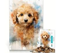 Puzzle de 1000 pièces Chiot Caniche Aquarelle pour Adolescents, Jeu de logique et de réflexion, découpe précise, (50x75cm)