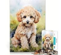 Puzzle de 1000 pièces Chiot Caniche Aquarelle pour Adolescents, Jouet cognitif, Passe-Temps apaisant, Finition Premium, liste de souhaits du Père Noël (50x75cm)
