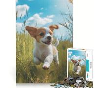 Puzzle de 1000 pièces Chiot Courant dans l'herbe pour Adolescents, Jouet cognitif, Passe-Temps Calme, Bordure de qualité supérieure, liste de souhaits du Père Noël (50x75cm)