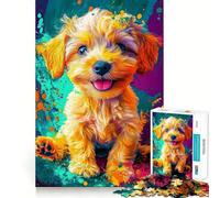 Puzzle de 1000 pièces Chiot dans des éclaboussures colorées pour Adultes, Un Casse-tête Relaxant à Assembler, Un Cadeau Parfait (38x26cm)