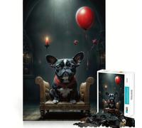 Puzzle de 1000 pièces Chiot et Ballon Rouge pour Adultes Développe la mémoire Loisirs Doux Découpe Ferme Idée Cadeau pour Les fêtes (50x75cm)