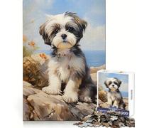 Puzzle de 1000 pièces Chiot Shih Tzu pour Adolescents, Jouet d'exercice Mental et de Relaxation, à Assembler pour la liste de souhaits du Père Noël 38x26cm