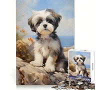Puzzle de 1000 pièces Chiot Shih Tzu pour Adultes Stimule la mémoire Joie familiale Assemblage Cadeau du Père Noël 38x52cm