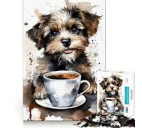 Puzzle de 1000 pièces Chiots à l'heure du thé pour Adolescents, Jouet Stimulant la logique et Anti-Tension, Bords de qualité, Cadeau de Noël (38x52cm)