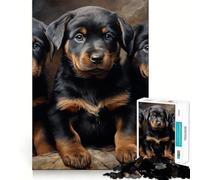 Puzzle de 1000 pièces Chiots Rottweiler pour Adolescents, Jeu de logique et de logique, Passe-Temps Calme, Bords Lisses, Cadeau de qualité supérieure (50x75cm)