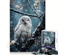 Puzzle de 1000 pièces Chouette Blanche-Neige pour Adolescents Amélioration de la mémoire Détente et Loisirs créatifs Découpe précise Décoration Artistique (38x26cm)