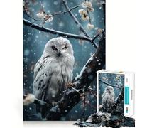 Puzzle de 1000 pièces Chouette Blanche-Neige pour Adolescents Amélioration de la mémoire Détente et Loisirs créatifs Découpe Nette Décoration Artistique (38x52cm)