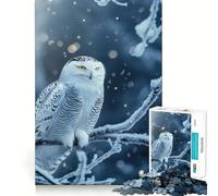 Puzzle de 1000 pièces Chouette des neiges en Hiver pour Adultes, Jeu de réflexion, Divertissement paisible, pièce de Collection aux découpes soignées (38x52cm)