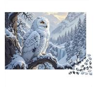 Puzzle de 1000 pièces « Chouette Harfang perchée » (38 x 26 cm) - Jeu éducatif pour Adultes - Décoration intérieure - Défi - Cadeau d'anniversaire - Niveau de difficulté élevé