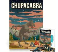 Puzzle de 1000 pièces Chupacabra Cryptide Affiche de Voyage Monstre Pièces nettes et découpées Jeu de réflexion Moment de Calme et de Divertissement Pièce Artistique de Noël (38x52cm)