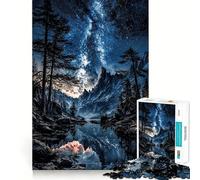 Puzzle de 1000 pièces Ciel Nocturne au-Dessus d'un lac de Montagne pour Adolescents, Jeu de logique Stimulant, Anti-Tension, Bords de qualité, Cadeau de Noël (50x75cm)