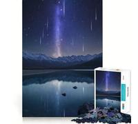 Puzzle de 1000 pièces Ciel Nocturne au-Dessus d'un lac de Montagne pour Adolescents Puzzle Relaxant et Lumineux Cadeau Exquis (38x26cm)