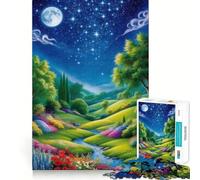 Puzzle de 1000 pièces Ciel Nocturne au-Dessus d'une vallée luxuriante pour Adolescents Jeu de logique et de réflexion Découpe précise et Douce Cadeau précieux (38x52cm)