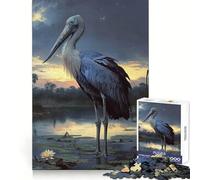 Puzzle de 1000 pièces Cigogne Bec-en-Sabot au crépuscule pour Adolescents, idéal pour améliorer la mémoire et Les Loisirs, découpe Solide, Cadeau de Noël 38x26cm