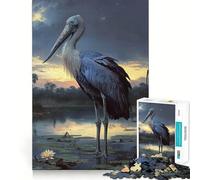 Puzzle de 1000 pièces Cigogne Bec-en-Sabot au crépuscule pour Adolescents, idéal pour améliorer la mémoire et Les Loisirs, découpe Solide, Cadeau de Noël 38x26cm