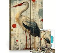 Puzzle de 1000 pièces Cigogne sur Bois Vieilli pour Adolescents Jeu de logique Claire Passe-Temps Calme Découpe Parfaite Cadeau Classique 38x26cm