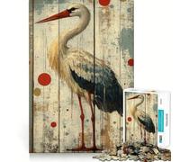 Puzzle de 1000 pièces Cigogne sur Bois Vieilli pour Adolescents, Jeu de logique, léger et Relaxant, découpe précise, Cadeau Classique 38x52cm