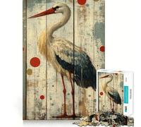 Puzzle de 1000 pièces Cigogne sur Bois Vieilli pour Adolescents, Jeu de réflexion, Jouet Anti-Stress, découpe soignée, Cadeau Artistique 50x75cm
