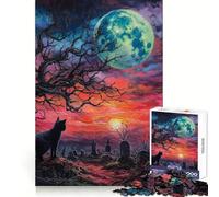 Puzzle de 1000 pièces Cimetière de Chats Noirs au Coucher du Soleil pour Adolescents stimule la logique, apaise l’Esprit, ludique et sécurisé, idéal comme Cadeau (38x52cm)
