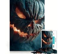 Puzzle de 1000 pièces Citrouille d'halloween effrayante aux Yeux Brillants pour Adolescents, Jeu de logique, Amusant et Simple, Bords Lisses, Cadeau élégant (38x26cm)