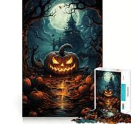 Puzzle de 1000 pièces Citrouille effrayante la Nuit pour Adolescents, Jeu de réflexion, Design Simple et Amusant, Cadeau mémorable 50x75cm