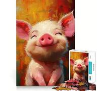 Puzzle de 1000 pièces Cochon Souriant et Heureux pour Adultes, Jeu de logique, Jeu d'intérieur, découpe de précision, Cadeau précieux 38x52cm