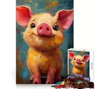 Puzzle de 1000 pièces Cochon Souriant pour Adultes et Adolescents, idéal pour développer la mémoire et se détendre, Cadeau de Noël 38x26cm