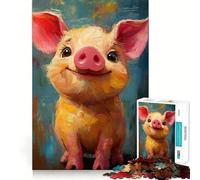 Puzzle de 1000 pièces Cochon Souriant pour Adultes et Adolescents, idéal pour développer la mémoire et se détendre, Cadeau de Noël 38x26cm