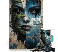 Puzzle de 1000 pièces Collage de Visages Nature et Paysage Urbain pour Adultes et Adolescents, Un Casse-tête Relaxant et Artistique, Un Cadeau attentionné (38x52cm)