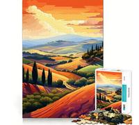 Puzzle de 1000 pièces Collines toscanes d'Italie Découpe Nette Jeu de logique et de réflexion Cadeau d'anniversaire Amusant (50x75cm)