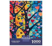 Puzzle De 1000 Pièces Colorful Heart Tree Painting Puzzles pour Adultes pour S'amuser en Famille Cadeaux D'interaction Parent-Enfant pour Les Amis Et La Famille 38x26cm/1000pcs