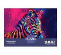 Puzzle De 1000 Pièces Colorful Zebra Art Print-1 Puzzle pour Adolescents Course De Vitesse Manuelle Liste De Souhaits avec Le Père Noël Jouets Jeux Éducatifs 70x50cm/1000pcs