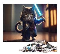 Puzzle de 1000 pièces Concept Chat Guerrier Ninja Puzzles en Bois Jouets éducatifs Cadeaux de Noël 1000 pièces (75x50cm)