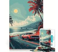Puzzle de 1000 pièces Conduite de Voiture Vintage au Coucher du Soleil pour Adolescents, Jeu de réflexion, découpe de précision, Cadeau de Festival 38x26cm