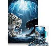 Puzzle de 1000 pièces Confrontation Entre Une panthère et Un léopard des neiges pour Adolescents, Puzzle Clear Logic, Jouet Peaceful Time, découpe Parfaite, liste de souhaits du Père Noël (50x75cm)