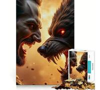 Puzzle de 1000 pièces Confrontation Vampire Contre Loup-Garou Jeu de Concentration mentale sans Espace,Design ajusté,défi cérébral interactif pour la Maison (50x75cm)