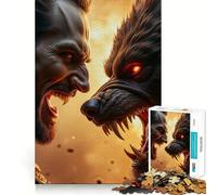 Puzzle de 1000 pièces Confrontation Vampire Contre Loup-Garou Jeu de Concentration mentale sans Espace,Design ajusté,défi cérébral interactif pour la Maison (38x52cm)