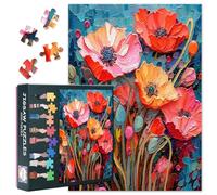 Puzzle de 1000 pièces - Coquelicots abstraits dans des tons pastel - Puzzle en papier de qualité supérieure - Art botanique pour adultes - Motif floral XXL - Décoration murale avec texture pittoresque