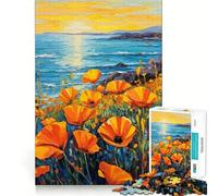 Puzzle de 1000 pièces Coquelicots et océan pour Adolescents améliore la mémoire, Loisirs faciles, découpe Ferme, décoration Murale (38x52cm)