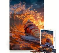Puzzle de 1000 pièces Coquillages, Coucher de Soleil et Vagues pour Adultes, idéal pour se détendre et s'amuser en Famille Découpe de précision, Joli Cadeau (50x75cm)